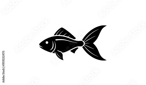 Modern minimalist fish icon vector in black silhouette on white background