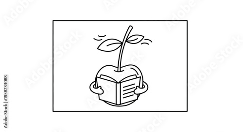 Cute Cherry Character Reading a Book, Education Concept