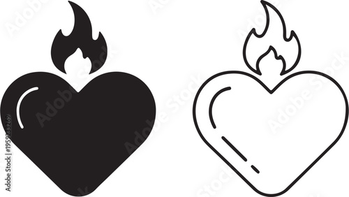 Sacred heart with flame outline with transparent background