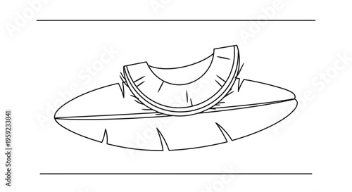 Coconut Slice on Banana Leaf: Tropical Fruit and Exotic Food Illustration