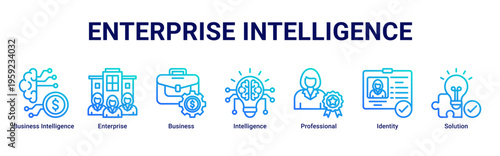 Enterprise Intelligence web banner icon vector illustration with Business Intelligence,Enterprise,Business,Intelligence,Professional,Identity,and Solution