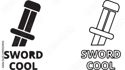 Sword icon outline style with transparent background