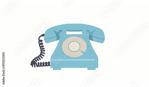 Classic rotary dial telephone vector with ringing bell illustration on white background