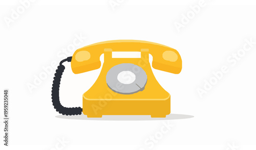 Minimalist tabletop rotary telephone vector with ringing bell on white background