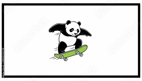 Skateboarding Panda Cartoon Character