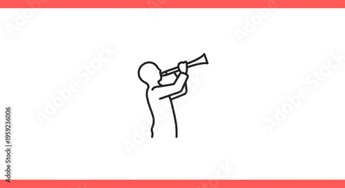 Simple Line Drawing of a Person Playing a Trumpet