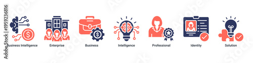 Enterprise Intelligence web banner icon vector illustration with Business Intelligence,Enterprise,Business,Intelligence,Professional,Identity,and Solution