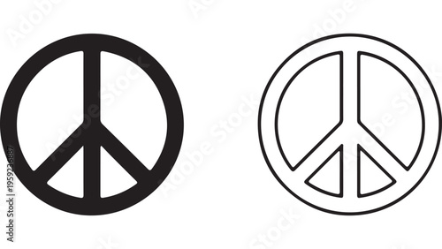 Peace symbol outline and filled versions