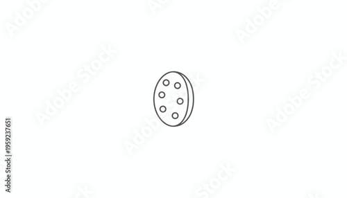 Abstract circular object with multiple holes, minimalist design, graphic element