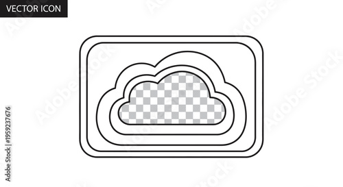 Abstract Cloud Icon with Transparent Center on White Background, Minimalist Design