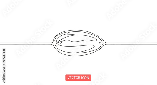 Abstract continuous line drawing of a seed or embryo on a white background