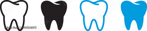 Tooth icon, dental clinic logo, human teeth vector illustration, blue dentistry logotype, oral hygiene concept, dentist sign, molar enamel symbol, simple pictogram