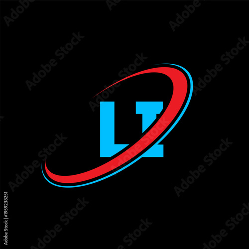 LI L I letter logo design. Initial letter LI linked circle uppercase monogram logo red and blue. LI logo, L I design. li, l i