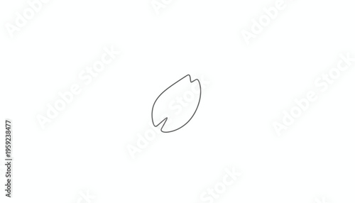 Minimalist Cherry Blossom Petal Outline on White Background