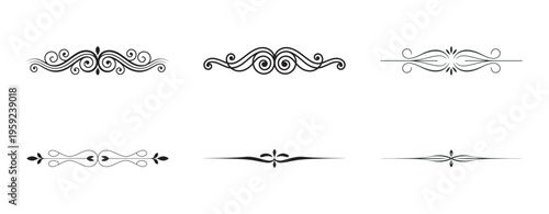 Collection of ornate flourish dividers page decorations abstract swirls vintage
