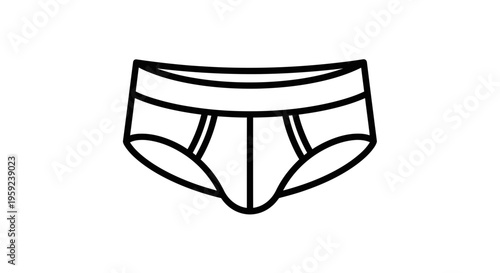 Mens Underwear Line Art Icon - Briefs Style, Simple Vector Graphic