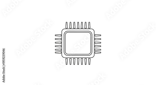 Microchip Icon, Computer Processor, Central Processing Unit, Technology Symbol