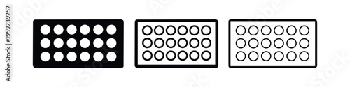 Tray or Blister Pack of Oval Items Icon Set