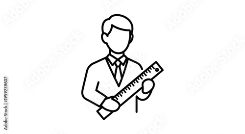 Man in Suit Holding Ruler, Symbolizing Measurement, Precision, and Business Planning