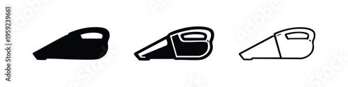 Handheld vacuum cleaner icon set. Portable dust buster symbol for home cleaning and quick tidiness.