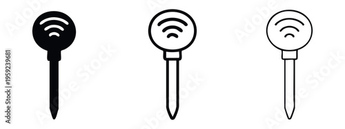 Wireless location pin icon set. Smart GPS marker symbol with signal for navigation and geo-tracking.