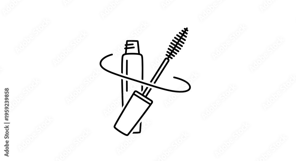 Obraz premium Mascara Brush Icon, Makeup Cosmetics, Beauty Product, Eyelash Enhancer, Vector Art