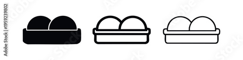 Dim Sum Steamer Basket Icon Set - Asian Food and Dumpling Symbols in Solid and Outline Styles for Cuisine Design