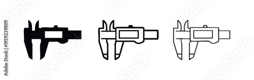 Left Facing Caliper Icon Set - Precision Measuring Tool Symbols for Engineering and Technical Design