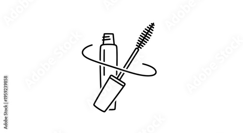 Mascara Brush Icon, Makeup Cosmetics, Beauty Product, Eyelash Enhancer, Vector Art