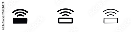 Wi-Fi Signal Emitter Icon Set - Wireless Communication and Internet Device Symbols for Modern Connectivity