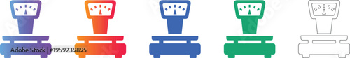 Analytical Weighing Scale Vector Icon Set