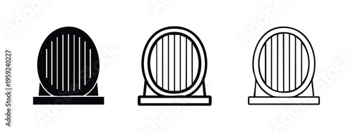 Spotlight icon set for lighting and show design. Searchlight symbol vector graphic on white background.