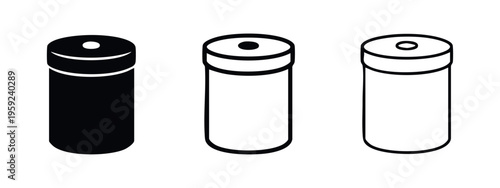 AA battery icon set. Alkaline battery symbol. Power source vector graphic on white background.