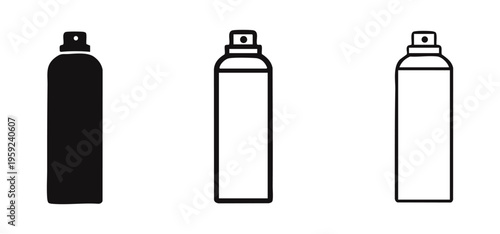 Aerosol spray can icon set. Deodorant, paint spray, or air freshener bottle symbol.