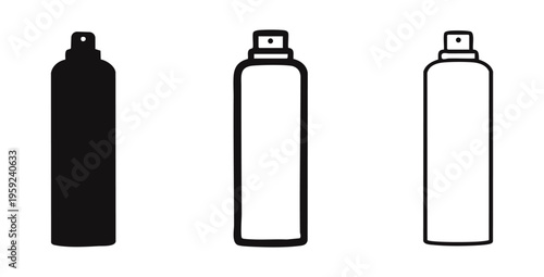 Aerosol spray can icon set. Deodorant, paint spray, or air freshener bottle symbol.
