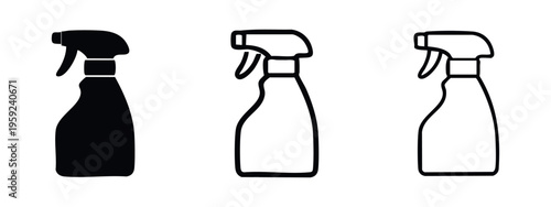 Spray Bottle Icon Set - Cleaning and Household Sprayer Symbols