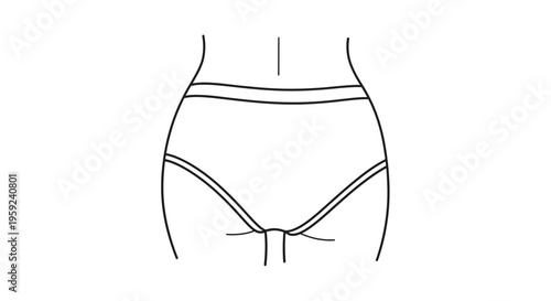 Line Art Illustration of Female Underwear - Back View
