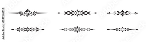 Set of elegant calligraphic design elements for page decoration