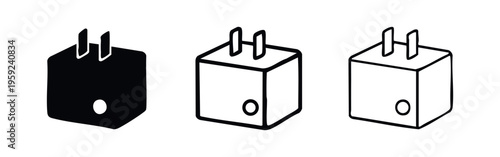 USB Wall Charger Power Adapter Icon Set - Electronic Device Charging Block
