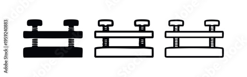 Heavy Duty Industrial Clamp or Press Tool Icon Set - Screw Press