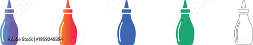 Squeeze Bottle Condiment Icons Set