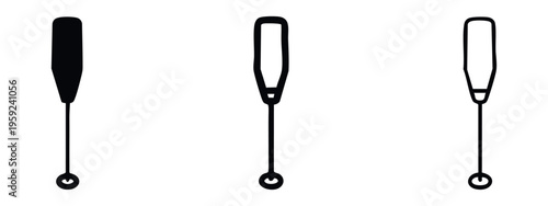 Drink stirrer or frother icon set. Bar and kitchen tool symbol in various styles.