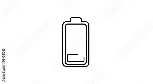 Low Battery Icon Outline, Energy Level Indicator, Power Symbol, Minimalist Design