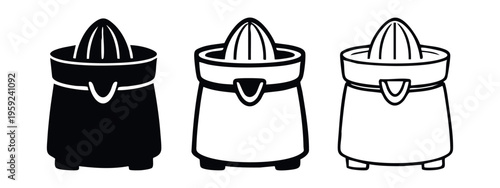Citrus Juicer Icon Set in Solid, Outline, and Line Styles for Fresh Juice