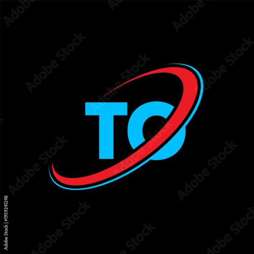 TO T O letter logo design. Initial letter TO linked circle uppercase monogram logo red and blue. TO logo, t O design. to, t o, t&o