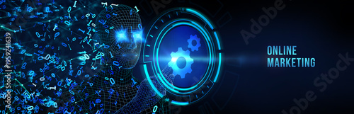 Digital Marketing Technology Solution for Online Business Concept. Business, Technology, Internet and network concept. 3d illustration