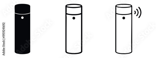 Smart speaker voice assistant icon set with sound waves in various styles