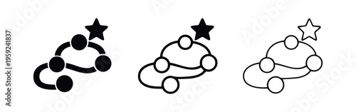 Abstract connection path icons with a star representing a preferred route or favorite.