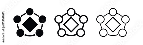 Centralized network icon with a square symbol, representing a core data hub or interconnected system.