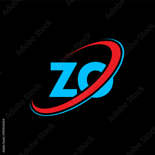 Free Download ZO Z O letter logo design. Initial letter ZO linked circle uppercase monogram logo red and blue. ZO logo, Z O design. zo, z o, Z&O - GFXLoad